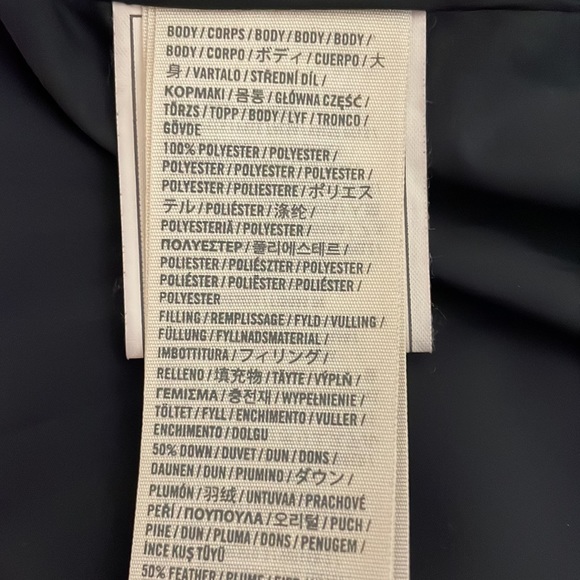 Abercrombie & Fitch Navy Blue Belted Hooded Down Puffer Jacket Size L - Picture 16 of 16